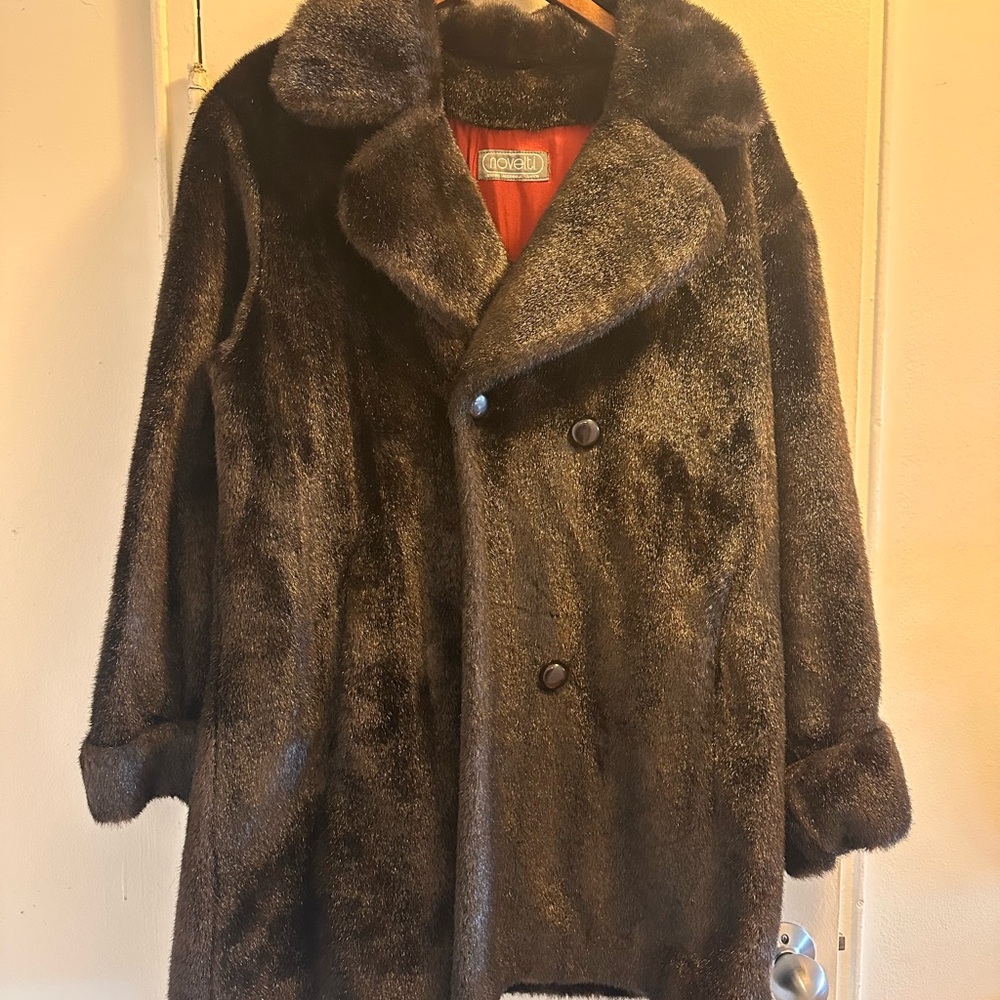 Vintage Novelti Brown Faux Fur Coat